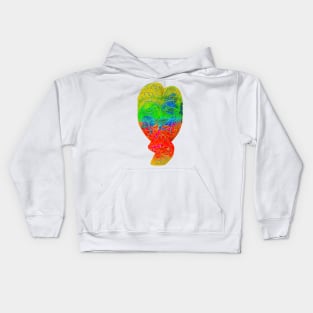 A Bali face mask cut out in bright multicolored pastel Kids Hoodie